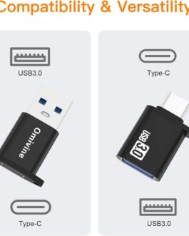 Omivine USB 3.0 to USB C OTG Adapter, USB Type C to USB Adapter with Lanyard (2 Pack)