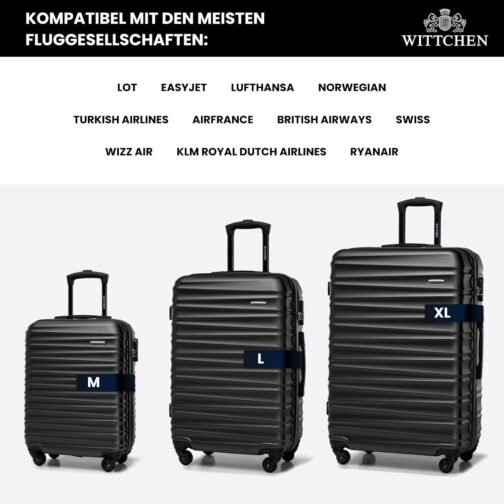 Wittchen Travel Suitcase, Hand Luggage, Cabin Luggage, Rolling Suitcase, Hard Shell, black – Bild 8