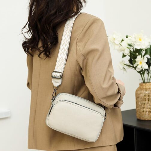 Soleebee Crossbody Bag Women's Leather Mobile Phone Shoulder Bag with Wide Removable Boho Shoulder Strap, Small Modern Bags with 3 Compartments, Mobile Phone Bag for Hanging – Bild 7