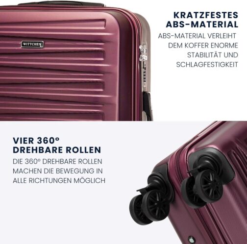 WITTCHEN Skyspeed Line ABS Hard Shell Suitcase Travel Suitcase Trolley Combination Lock Telescopic Handle 4 Wheels, maroon – Bild 3