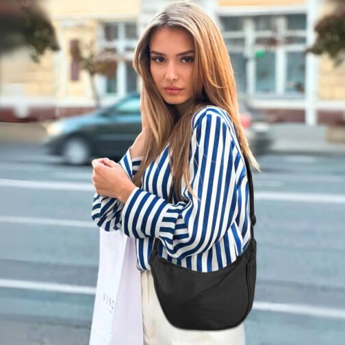 KEYRI 1 x Crossbody Moon Bag, Shoulder Bag in Half Moon Style, Durable Nylon Moon Bag Design for Daily Use, Travel, Hiking or Commuting, Versatile School Bag for Women – Bild 7