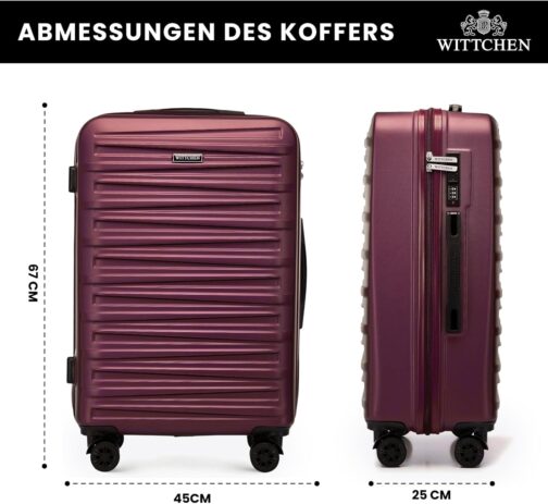 WITTCHEN Skyspeed Line ABS Hard Shell Suitcase Travel Suitcase Trolley Combination Lock Telescopic Handle 4 Wheels, maroon – Bild 2