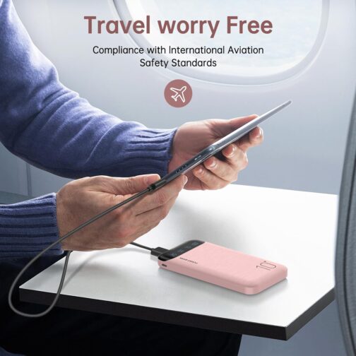 Power Bank 10000 mAh Mobile Phone Portable Charger External Battery Pack with 2 USB 2.4A Outputs and USB C Input Compatible with Huawei iPhone 12 11 X iPad Samsung S20 Android Tablet (Pink, Large) – Bild 5