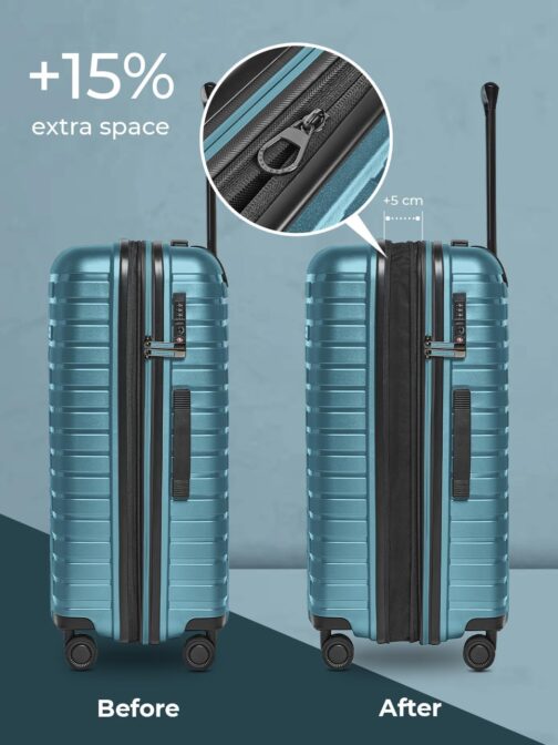 Pactastic Collection 04 + BC, Ice-blue metallic, Hard shell trolley with swivel castors – Bild 4