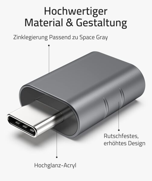 Syntech USB C to USB Adaptor, Space grey – Bild 3