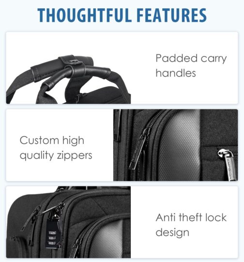 EMPSIGN Bussiness Trolley Laptop Bag with Wheels, Rolling Laptop Case with Wheels Up to 17.3 Inch Laptop Waterproof Briefcase for Business/Commuting/Travel/School, Black – Bild 5