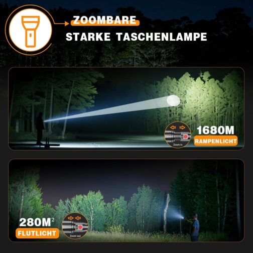 BEYSTE Torch LED Rechargeable 1000000 Lumens LED Torch Extremely Bright Military Very Bright Battery Torch USB C Strong Tactical Torch Waterproof for Outdoor Emergencies – Bild 3