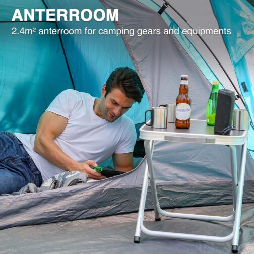 Portal Zelt 3-4 Perosonen Camping wasserdicht 4000mm Kuppelzelt mit Vorzelt Familienzelt Festivalzelt für Camping Reise Trekking Garten – Bild 3