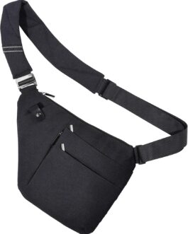 Tibroni Shoulder Bag Crossbody Sling Bag Anti-Theft Shoulder Bags Chest Bag for Men and Women for Outdoor Travel Hiking Jogging, Black 3.0 RFID Blocking, Normal