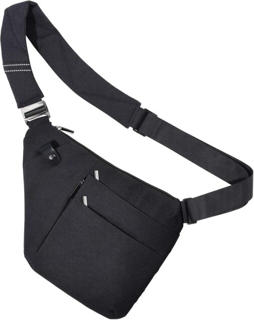 Tibroni Shoulder Bag Crossbody Sling Bag Anti-Theft Shoulder Bags Chest Bag for Men and Women for Outdoor Travel Hiking Jogging, Black 3.0 RFID Blocking, Normal