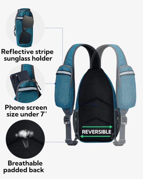 WATERFLY Sling Rucksack, Sling Bag, Shoulder Backpack, Shoulder Bag, Adjustable Strap, Hiking, Chest Backpack for Men and Women – Bild 5