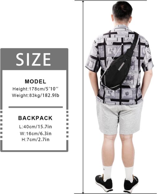 WATERFLY Anti-Theft Sling Bag for Men and Women, Chest Bag, Hippie Crossbody Bag, Multipurpose Daypack – Bild 7