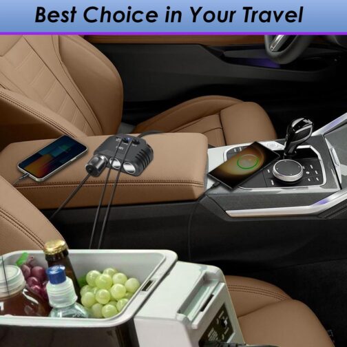 12 V USB Splitter 120 W Car Cigarette Lighter Adapter Car Charger 3 Multiple Socket Splitter DC 24 V Plug Charging Cable with 3 USB Ports for Mobile Phone Seat Heating GPS DashCam Sat Nav – Bild 6