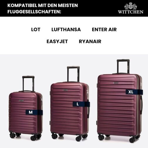 WITTCHEN Skyspeed Line ABS Hard Shell Suitcase Travel Suitcase Trolley Combination Lock Telescopic Handle 4 Wheels, maroon – Bild 6