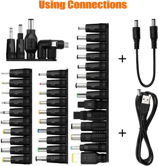39 Pieces Universal DC Power Supply Adapter, KUOQIY 5.5 x 2.1 mm DC Barrel Plug Adapter with 2 Pieces Cable, for Fans, Routers, Desk Lamps, Computers – Bild 4