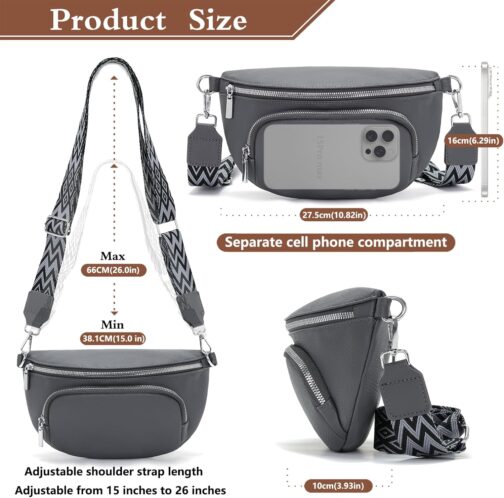 Rorimyth Bum Bag Women's Black Shoulder Bag Women's Small Handbag Women's Crossbody Bag Women's Belt Bag Women – Bild 3