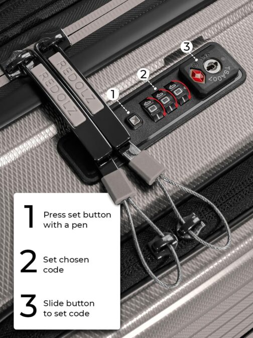 REDOLZ Essentials 14 Regular Items, Coffee Grey Metallic, Hard shell trolley with swivel castors – Bild 7