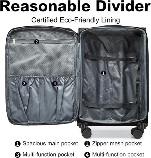 British Traveller Soft Luggage Suitcase, black – Bild 7