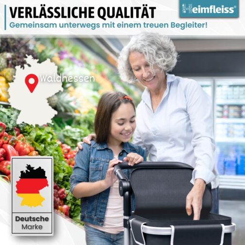 Heimfleiss® Foldable Shopping Trolley with 56 L Volume [+ Spare Wheels] | Foldable Shopping Trolley with 50 kg Load Capacity | Lightweight Shopping Bag with Wheels | Hackenporsche Shopping Trolley – Bild 7