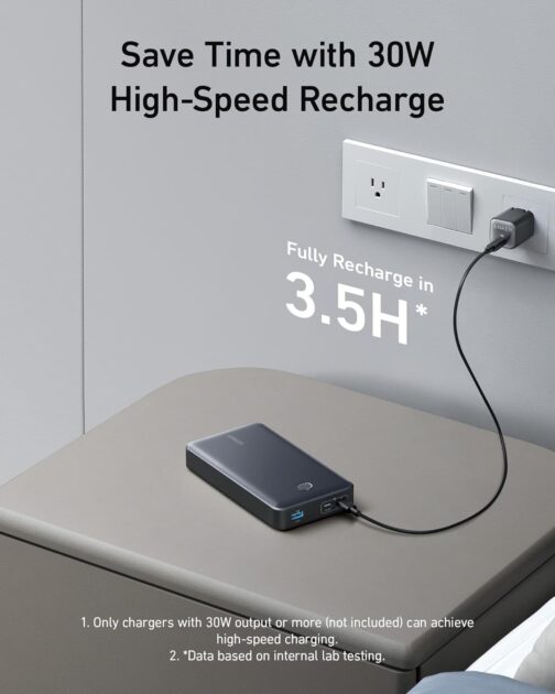 ANKER 537 Power Bank (PowerCore 24K for Laptop), 24,000 mAh 65 W, Mobile Charger for MacBook Pro, Dell XPS, Microsoft Surface, iPad Pro, iPhone 16/15/14/13 Pro, iWatch Series 5 and More (Black) – Bild 6