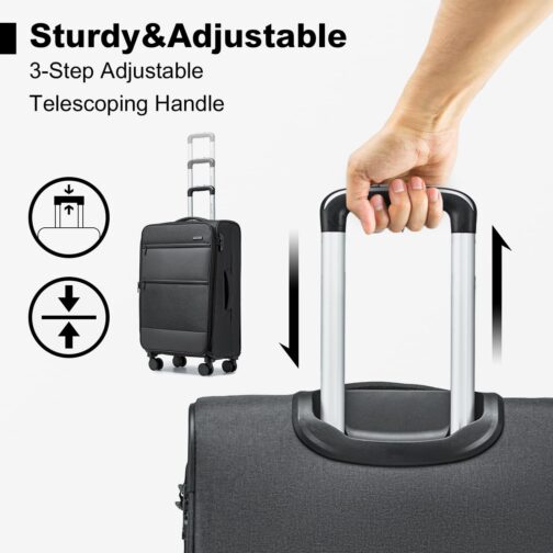 British Traveller Soft Luggage Suitcase, black – Bild 4