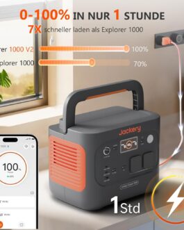 Jackery Powerstation 1000 v2 with 200 W Solar Panel, 1070 Wh LiFePO4 Solar Generator, 1500 W AC/100 W USB-C Output, 1 Hour Quick Charge for Camping, Motorhome, Emergency
