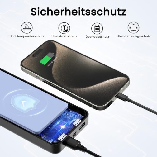 Power Bank 27000 mAh, 22.5 W PD20 W USB-C Power Bank, External Mobile Phone Batteries with LED Display, Portable Charger Compatible with iPhone 16 15 14 13 12 11 Pro – Bild 6