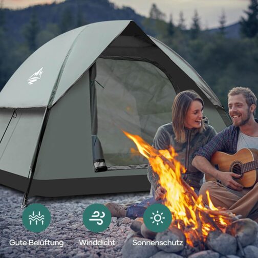 Camping Tent, Dome Tents for 2-3 People (S)3-4 People (L), Family Tent Camping Backpacking Tents Waterproof & Windproof Quick Set-up Tent for Picnic, Hiking, Outdoor Activities (2-3 Person) – Bild 6