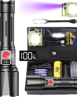 BEYSTE Torch LED Rechargeable 1000000 Lumens LED Torch Extremely Bright Military Very Bright Battery Torch USB C Strong Tactical Torch Waterproof for Outdoor Emergencies