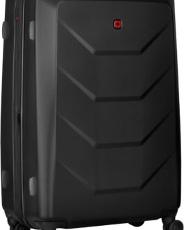 WENGER Prymo 4 Wheel Hard Shell Suitcase Trolley Carry On Luggage Security Lock Women Men Travel Holiday, black, Hardside Expandable Luggage with Wheels