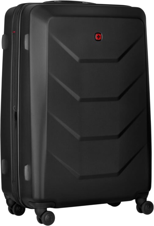 WENGER Prymo 4 Wheel Hard Shell Suitcase Trolley Carry On Luggage Security Lock Women Men Travel Holiday, black, Hardside Expandable Luggage with Wheels
