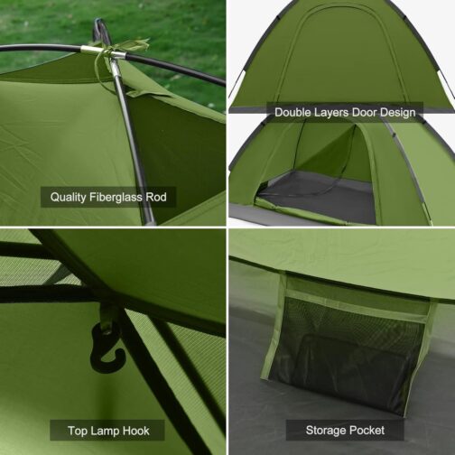 1 Personen Camping Zelt - Leicht Kuppel Campingzelt Rucksackzelt mit Anti Moskito Klarsicht Fenster Bildschirm 3000 mm Wasserdicht, Einfache Installation für Camping Outdoor Wandern – Bild 5