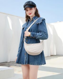 Micmores Shoulder Bag Women’s Bum Bag Women’s Stylish Nylon Crossbody Bag Women’s Crescent Moon Bag Shoulder Bag with Adjustable Shoulder Strap, Y2K Belt Bag for Any Occasion, Beige2, shoulder bag