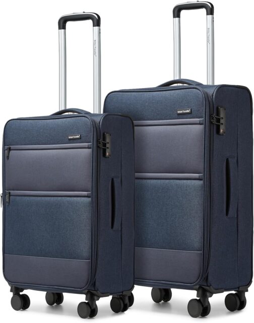 British Traveller Soft Luggage Suitcase, blue