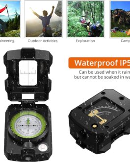 Proster Hiking Compass with Inclinometer IP54 Waterproof Military Compass Professional Compass Multifunctional Handheld Compass with Carry Bag for Camping Hunting Hiking Geology Activities