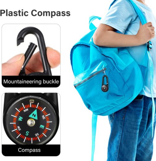 STOBOK Pack of 24 Compass Key Chains Colourful Carabiner Compass Plastic Compass Clips Pocket Compass Belt Clips for Outdoor Camping Party Toy – Bild 8