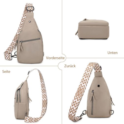 Suweir Sling Bag Women's Chest Bag PU Leather Crossbody Bag Small Shoulder Bag Stylish Bum Bag Shoulder Bag Sling Backpack for Travel, Cycling, Hiking, Outdoor Sports, Shopping, Apricot 1, messenger – Bild 6