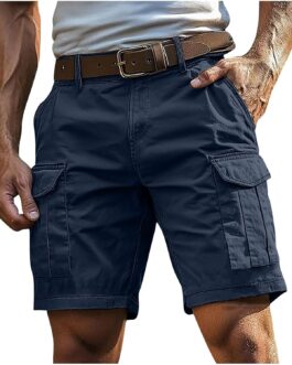 Cargo Shorts Men’s Shorts with Zip and Button Multiple Pockets Men Plain Summer Shorts Classic Cut Sports Shorts Outdoor Trousers