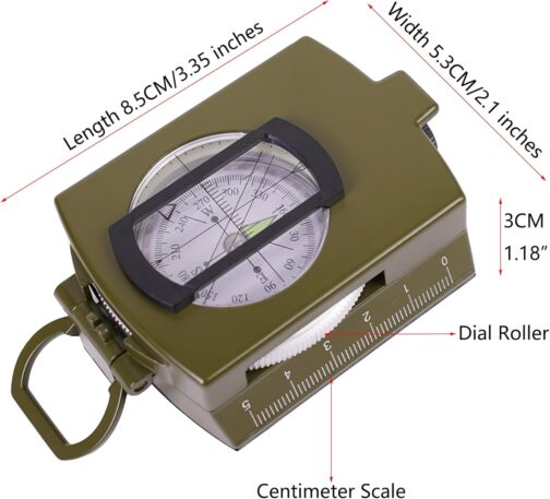 Outdoor Metal Compass with Sight Lens, Ruler, Multi-in-1 Tool and Whistles, Multifunctional Orienteering Compass for Map Reading, Navigation, Hiking, Adventure – Bild 7