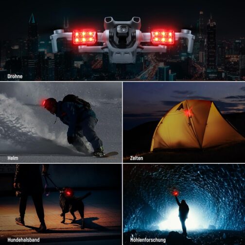 NEEWER Drone Flash Light, Anti-Collision Night Escape with 4 Flash Modes / 4.5H Running Time / Light Rain Cover, Compatible with DJI Mini 4 Pro Mini 3 2 SE Mavic Air 3 2, DL6R Red – Bild 8