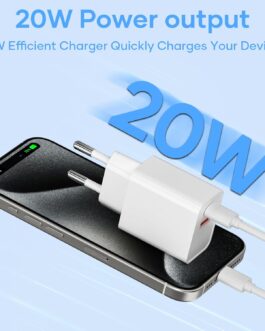 USB C Charger, 20 W 2 Port USB C Adapter with USB-C and USB-A Fast Charger Travel USB C Charger PD3.0 Charger Compatible with iPhone 16/16 Pro/16 Pro Max/16 Plus/15/14/13/SE/Pro/iPad White