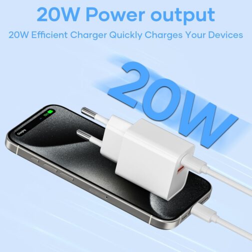 USB C Charger, 20 W 2 Port USB C Adapter with USB-C and USB-A Fast Charger Travel USB C Charger PD3.0 Charger Compatible with iPhone 16/16 Pro/16 Pro Max/16 Plus/15/14/13/SE/Pro/iPad White – Bild 2