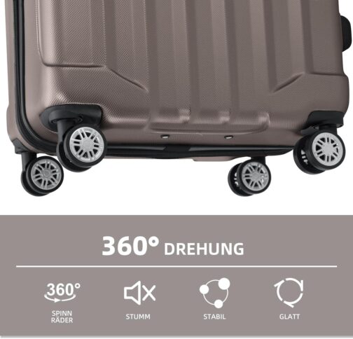 BEIBYE TSA-Schloß 2080 Twin Wheels 3-Piece Travel Suitcase Set Suitcase Set Trolley Trolleys Hard Case, coffee, Hard shell case – Bild 7