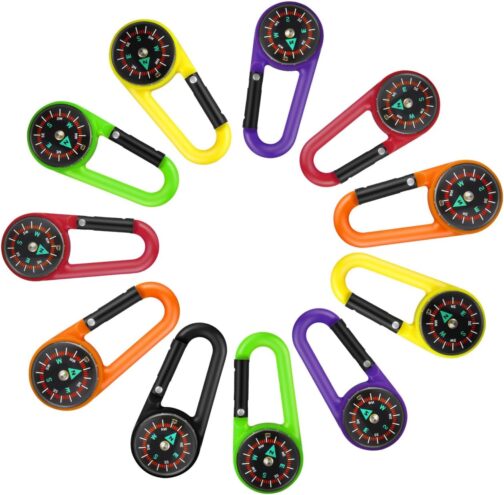 STOBOK Pack of 24 Compass Key Chains Colourful Carabiner Compass Plastic Compass Clips Pocket Compass Belt Clips for Outdoor Camping Party Toy – Bild 9