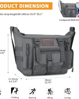 HUNTVP Tactical Shoulder Bag Military Crossbody Bag Sling Bag Water-Repellent Shoulder Bag Messenger Bag Briefcase with Adjustable Shoulder Strap Outdoor