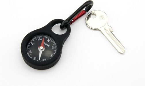 TROIKA Wegweiser - NG-COS10/BK - Keyring with Compass - Navigate, Coordinate, Sky Direction - Carabiner Hook - PVC/Acrylic/ABS/Aluminium - Troika Original, Yellow / Black, Keyring – Bild 7