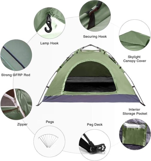 Tent 2 Person Waterproof, Ultralight Camping Tent, Easy Setup 2 Man Tent, Small Pack Size, Dome Tent for Outdoor, Bike Packing, Trekking – Bild 2