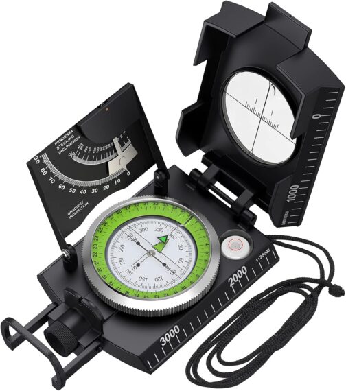 Proster Military Marching Compass Professional Pocket Compass with Clinometer Carrying Strap Bag for Hunting Hiking and Outdoor Activities