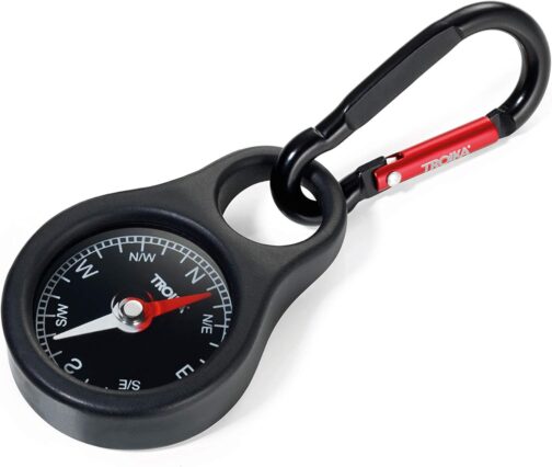 TROIKA Wegweiser - NG-COS10/BK - Keyring with Compass - Navigate, Coordinate, Sky Direction - Carabiner Hook - PVC/Acrylic/ABS/Aluminium - Troika Original, Yellow / Black, Keyring