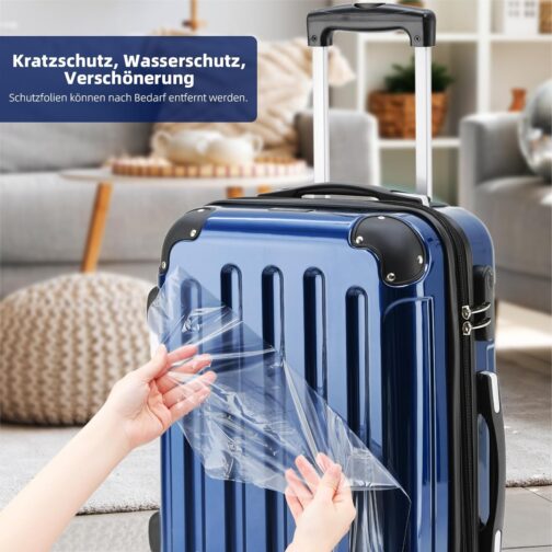 BEIBYE Hard Shell Suitcase, Trolley Suitcase, 4 Twin Wheels, Polycarbonate, blue – Bild 3